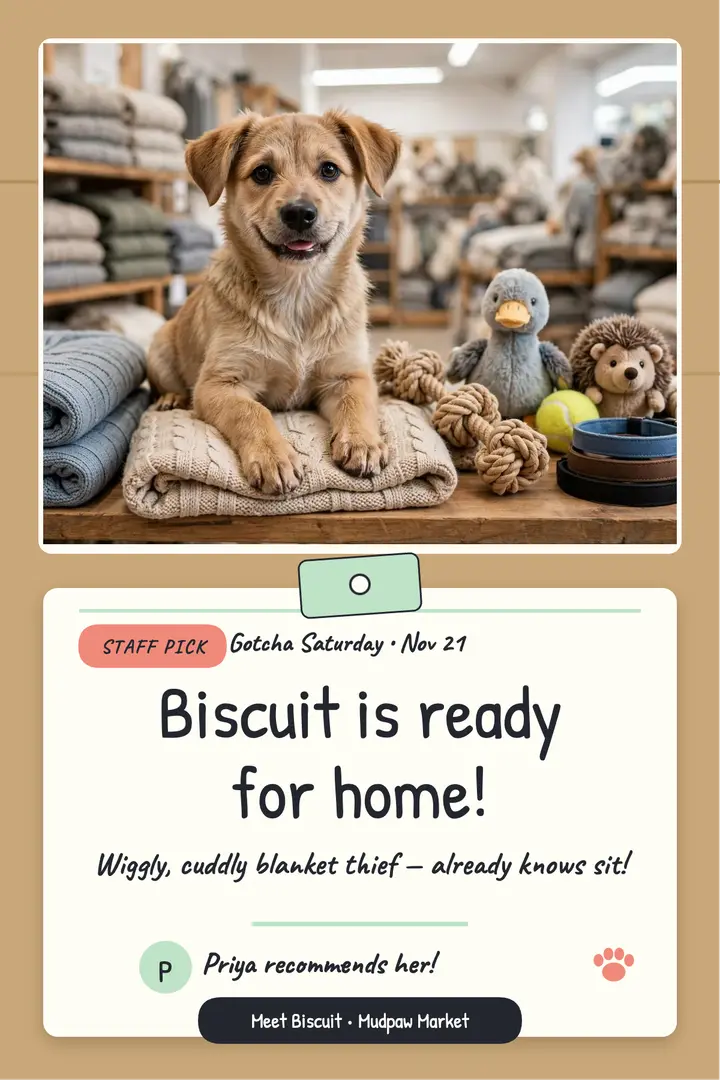 Biscuit staff pick adoption poster template