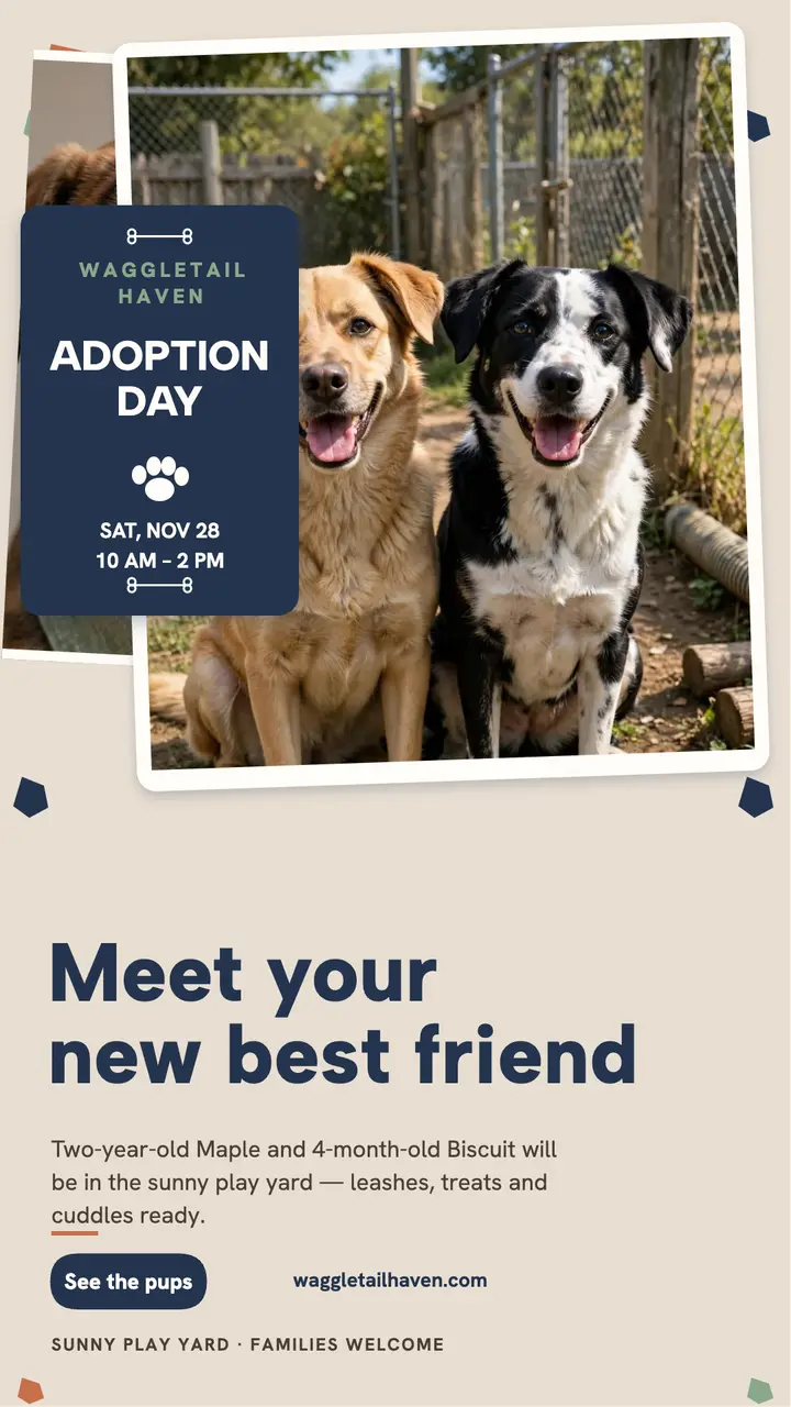 Waggletail Haven adoption day story template