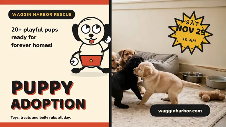 Waggin Harbor puppy adoption toon thumbnail template