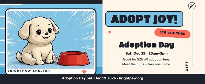 Brightpaw puppy adoption day voucher template
