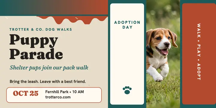 Trotter and Co puppy adoption walk post template