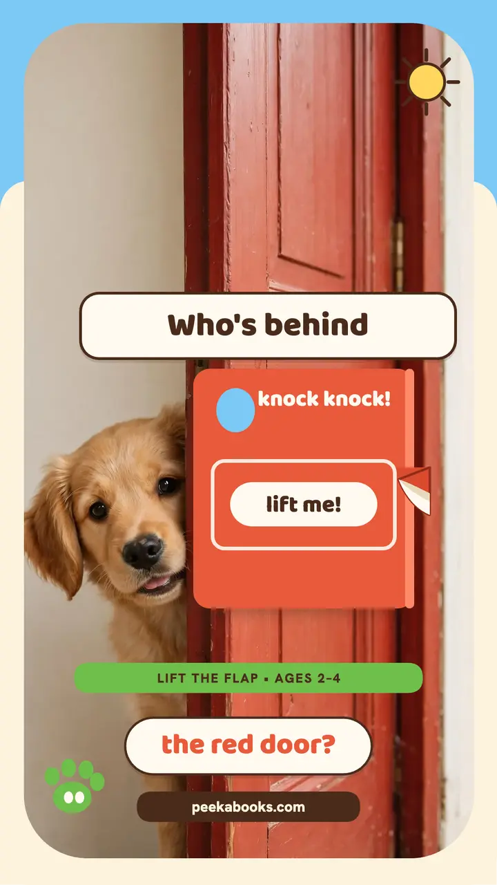 Peeka puppy behind the red door flap template