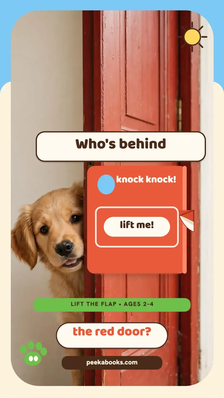 Peeka puppy behind the red door flap template
