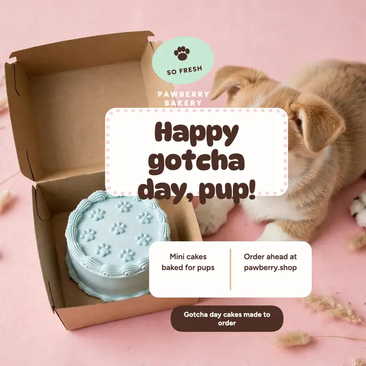 Pawberry dog birthday bento cake post: dog birthday post template