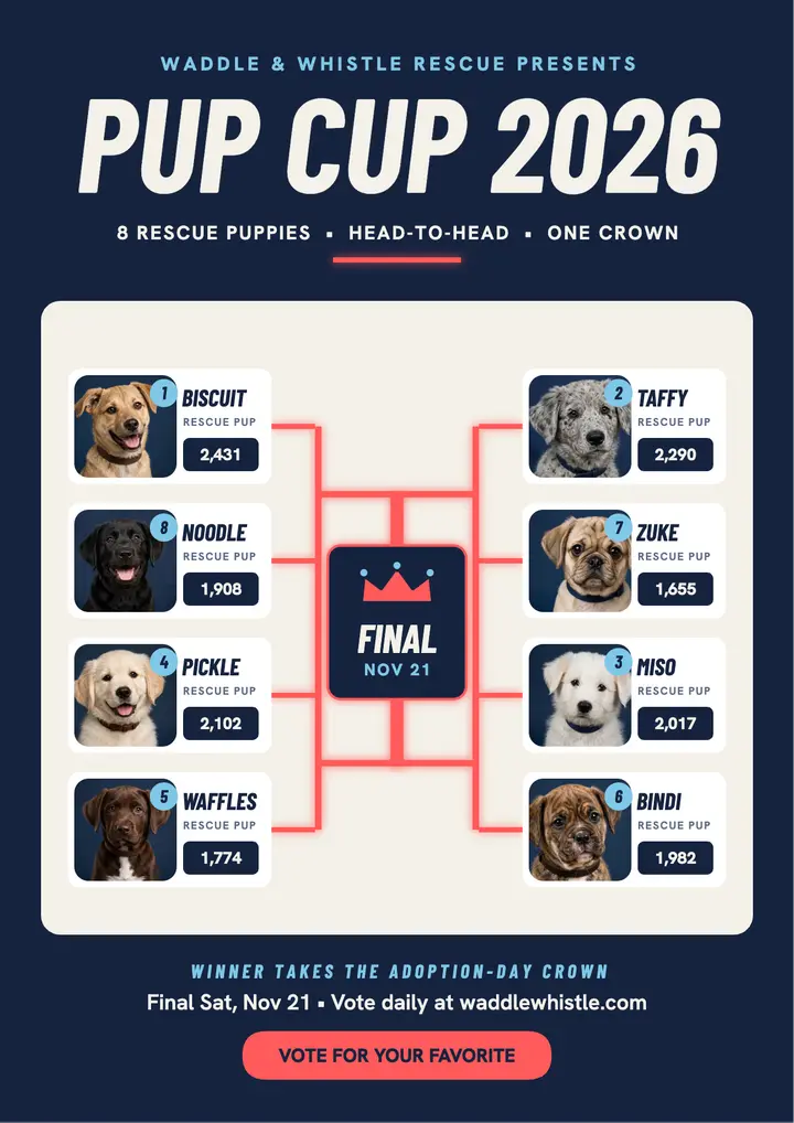 Pup Cup puppy bracket vote flyer template