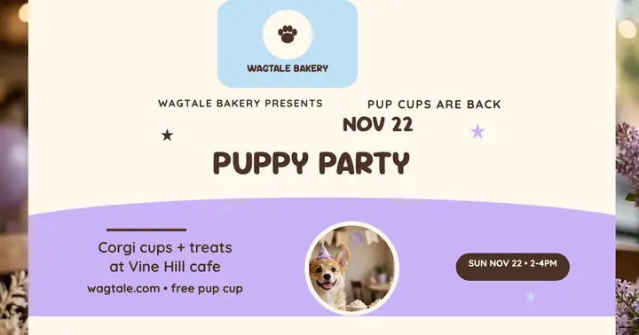 Wagtale puppy birthday cupsleeve post template