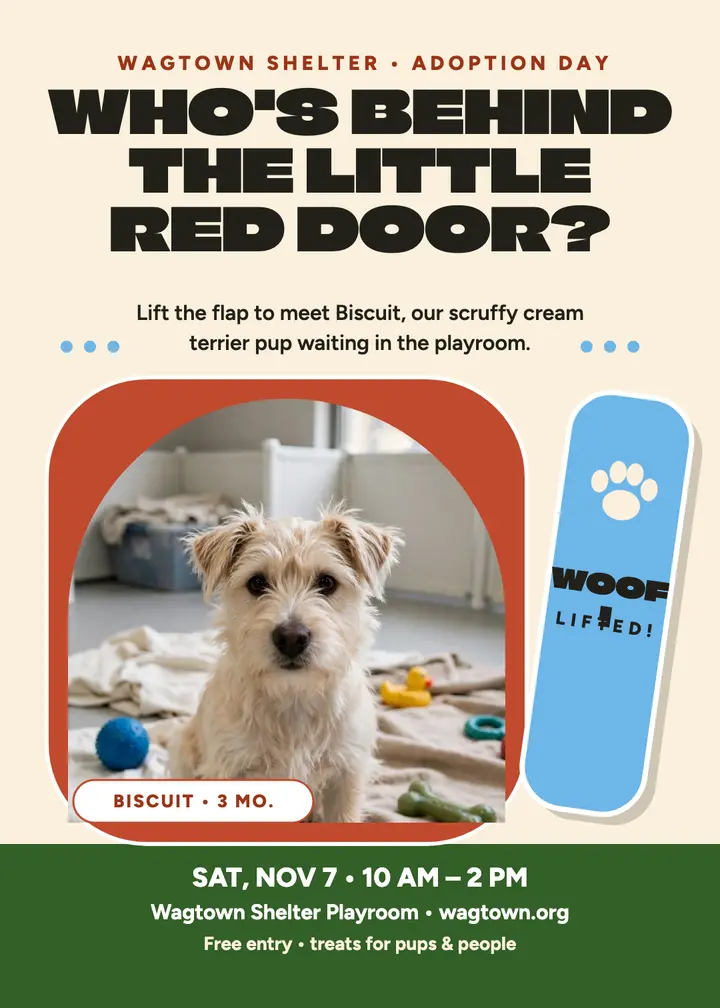 Wagtown puppy door flap invite template