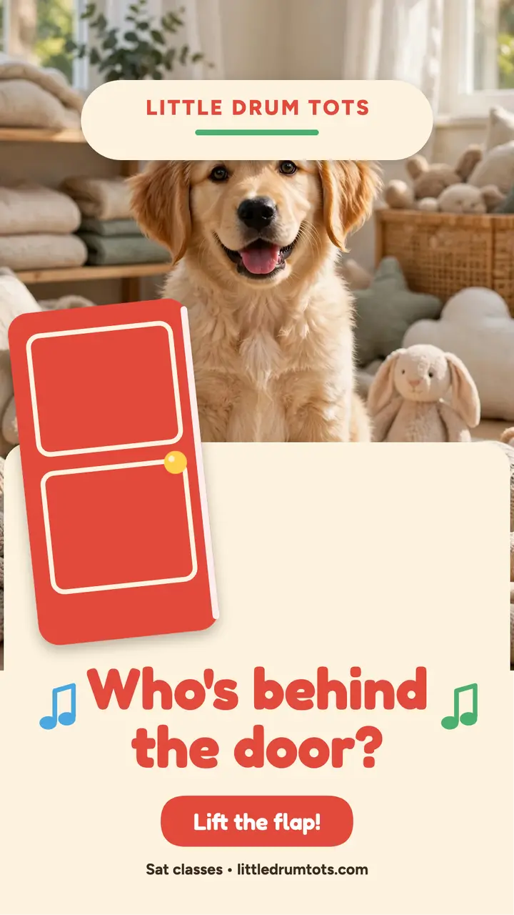 Little Drum Tots puppy door flap story template