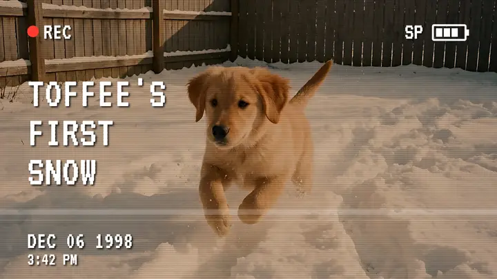 Toffee's first snow home video template
