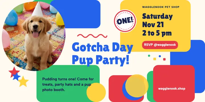 Puppy gotcha day party kidcore post template