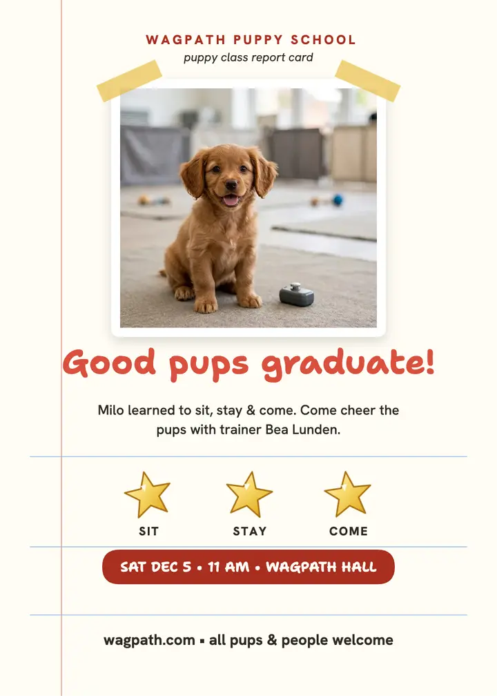 Wagpath puppy graduation star invitation: puppy graduation invitation template