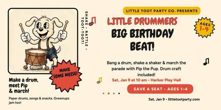Puppy drum parade toddler party post template