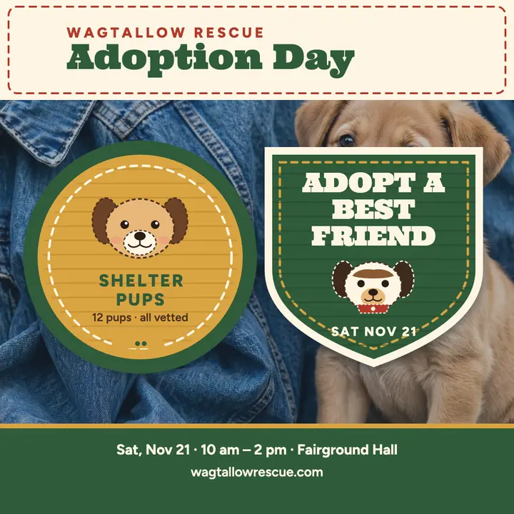 Wagtallow puppy adoption day patch post template