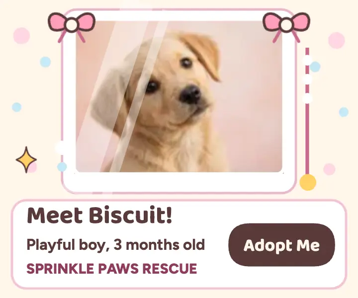 Biscuit puppy photocard adoption ad template