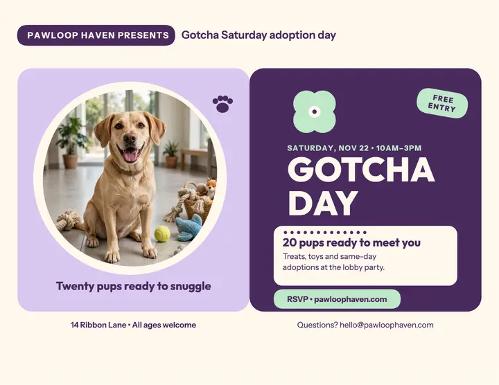 Pawloop Haven Gotcha Day shape flyer template