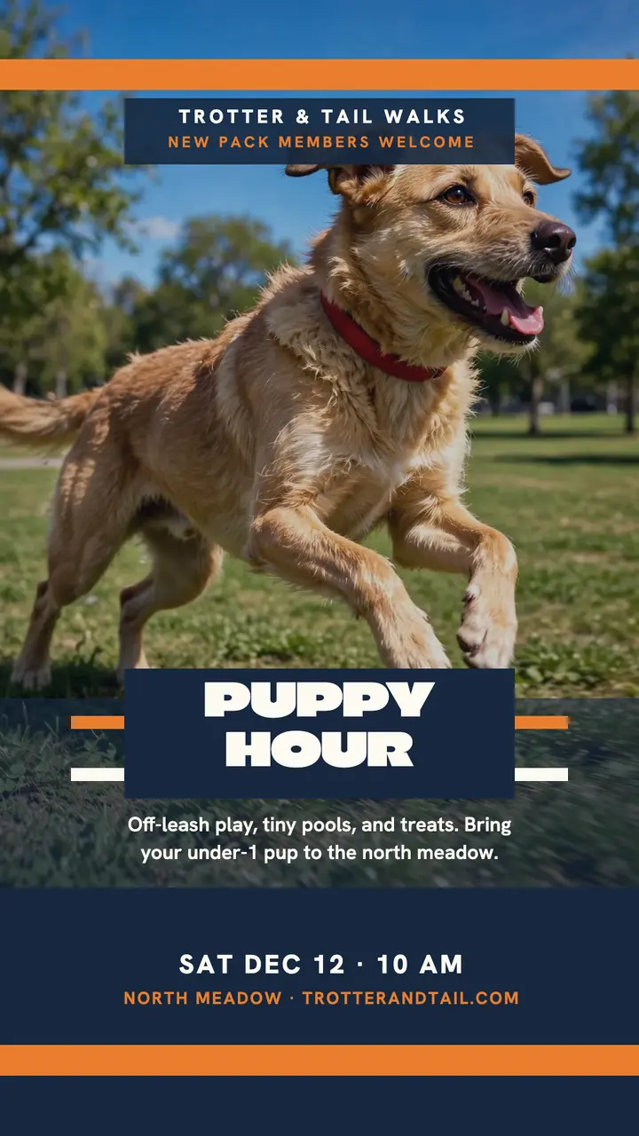Trotter and Tail puppy hour flash story template