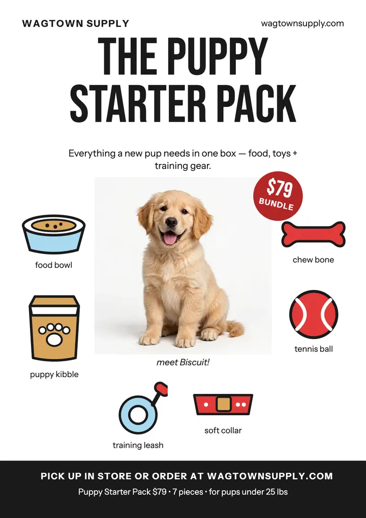 Puppy Starter Pack flyer, Wagtown template