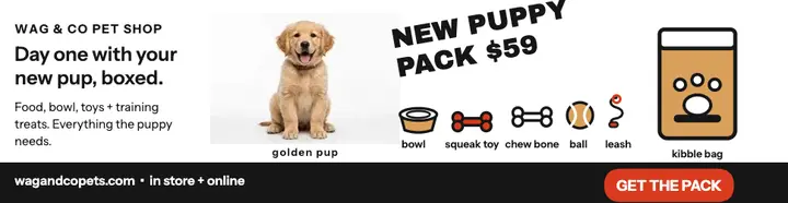 Wag and Co new puppy pack billboard: puppy starter pack billboard template