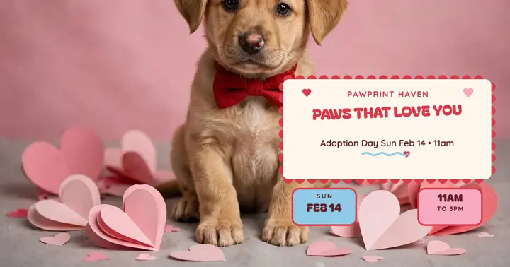 Pawprint Haven puppy valentine adoption post template