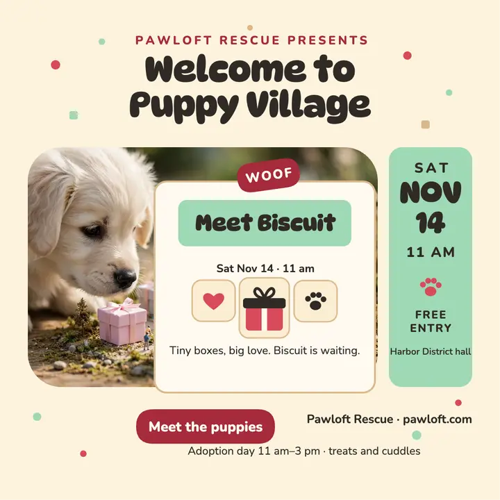 Puppy Village adoption day post template