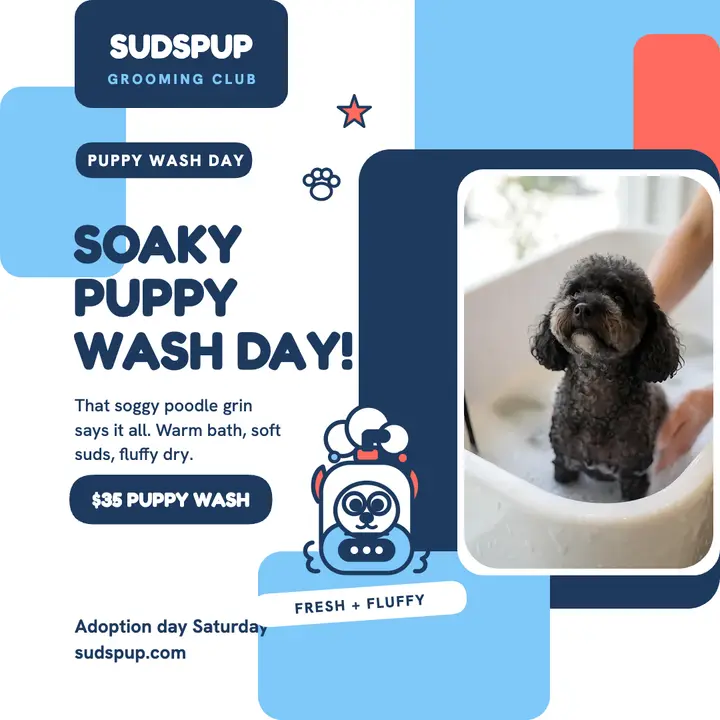 Sudspup puppy wash day post template