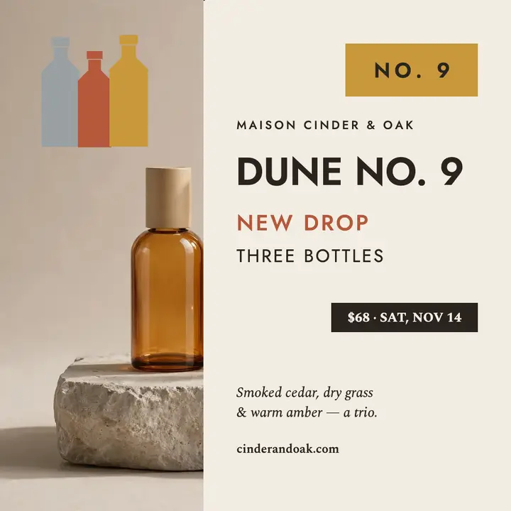 Maison Cinder and Oak perfume trio post template