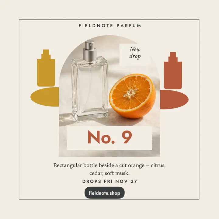 Fieldnote Parfum No. 9 launch post template