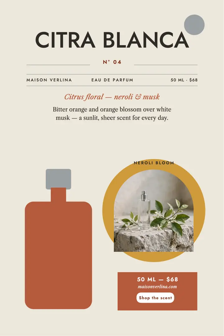 Citra Blanca perfume launch poster: perfume launch poster template
