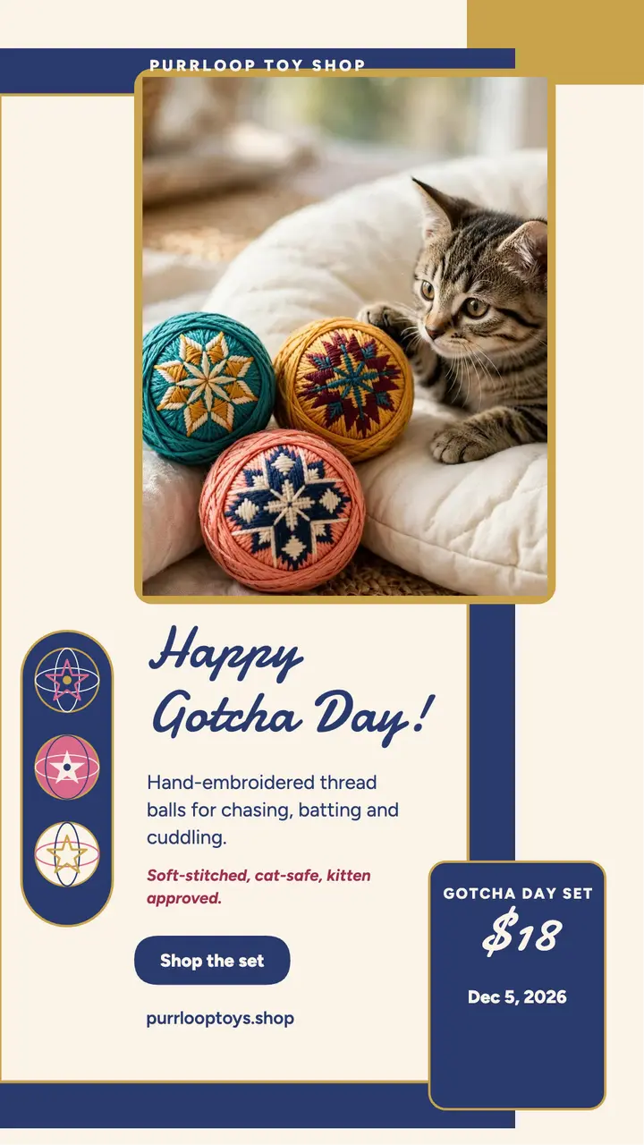 Purrloop gotcha day thread-ball story template
