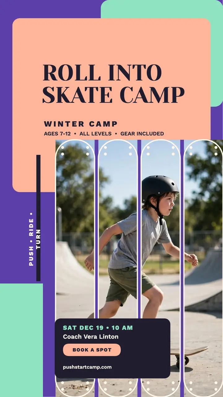 Pushstart skate camp story on decks template