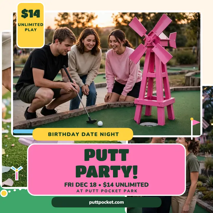 Putt Pocket birthday night mini golf post template