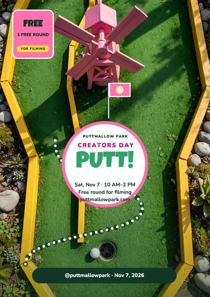 Puttmallow Park creators day flyer template