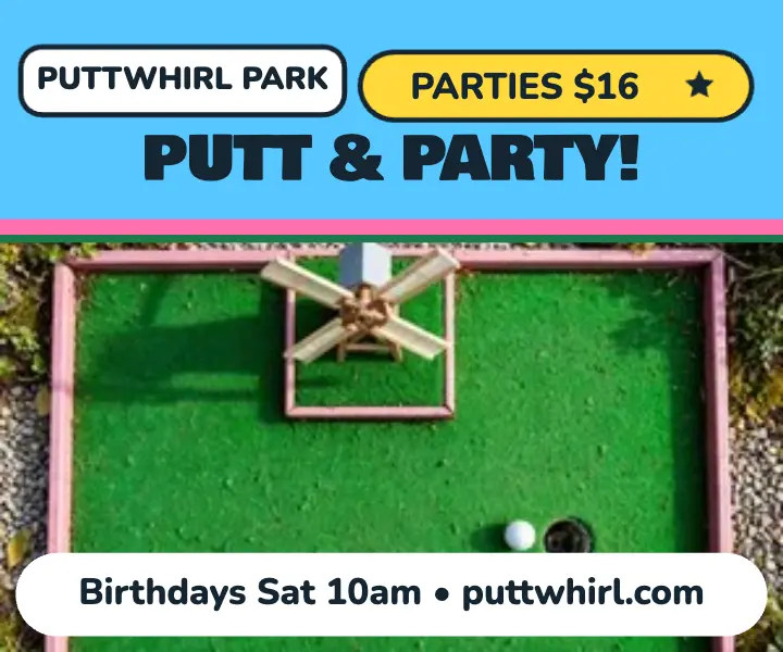 Puttwhirl Park mini-golf birthday ad template