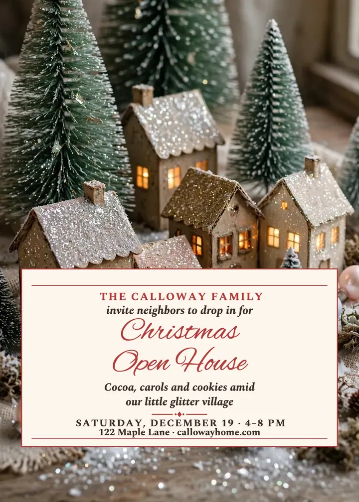 Calloway Christmas open house invitation template