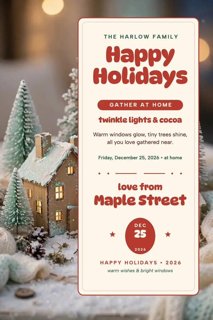 Harlow family putz village holiday poster template