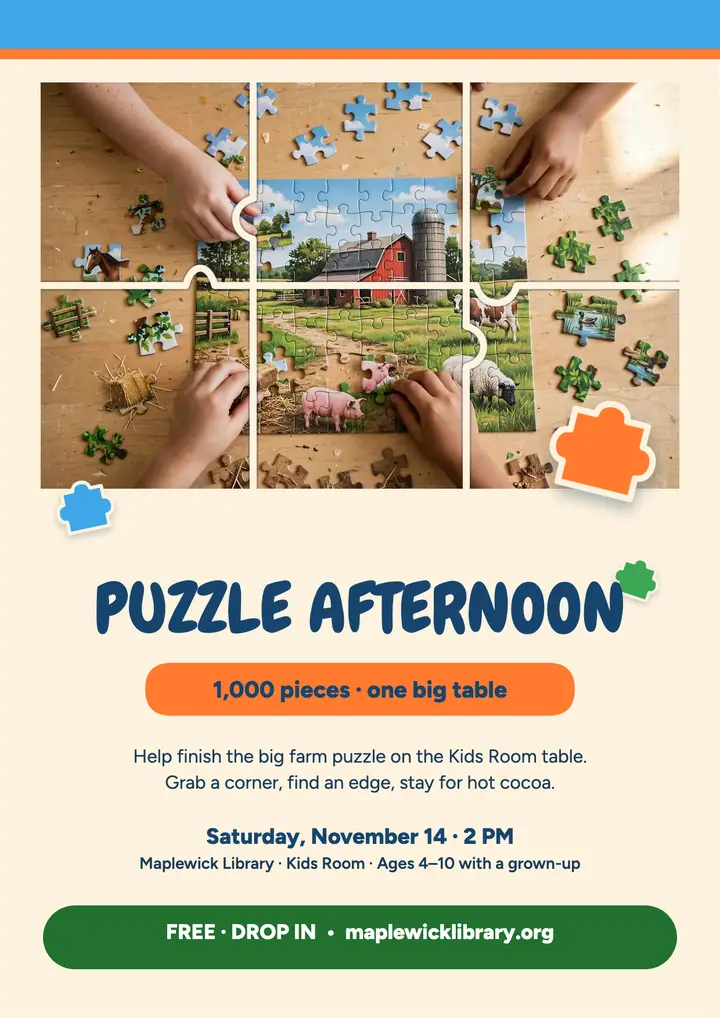 Maplewick puzzle afternoon flyer: puzzle afternoon flyer template