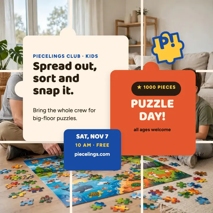 Piecelings puzzle day family post template