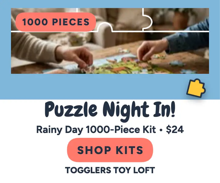 Togglers puzzle night rainy day kit ad template
