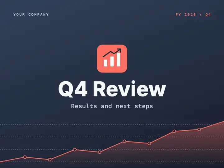 Slate and coral Q4 review title slide template