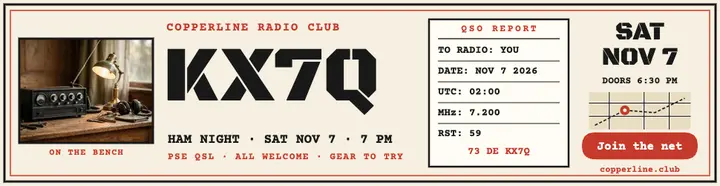 Copperline Radio Club meetup billboard: ham radio meetup ad template