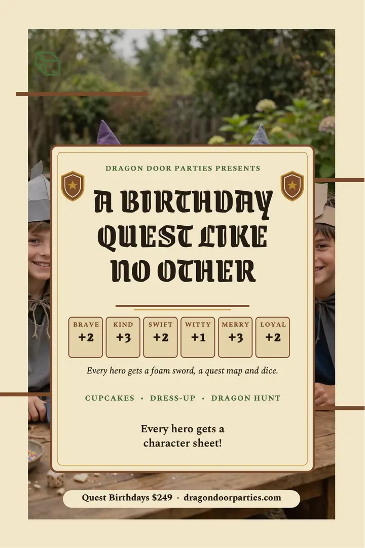 Dragon Door quest birthday poster template