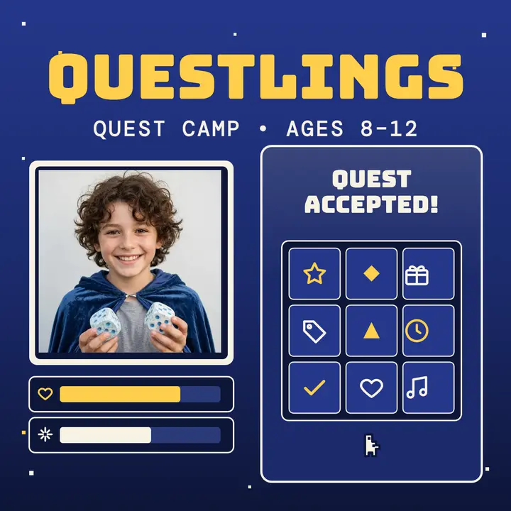 Questlings Camp quest podcast cover template