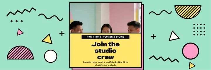 Design studio hiring Memphis X header: hiring x header template