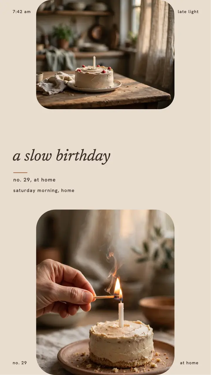 Quiet birthday morning at home story template