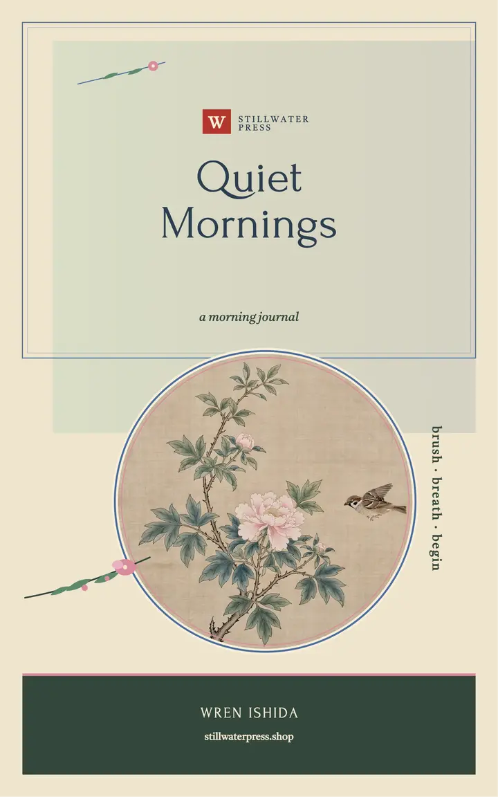 Quiet Mornings gongbi journal cover template