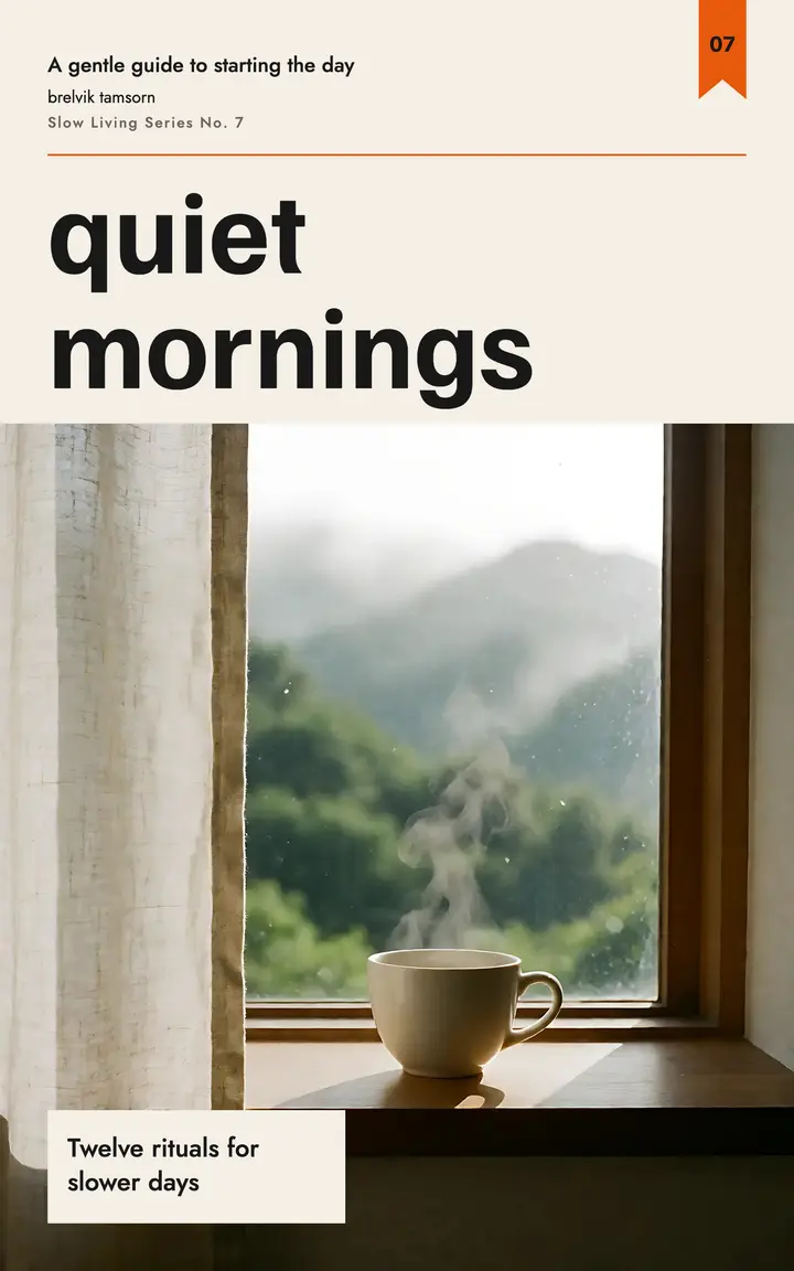 Quiet mornings wellness ebook cover, modernist grid: wellness ebook cover template