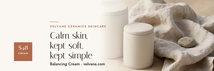 Velvane ceramic skincare quiet header template