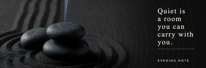 Quiet stones quote header, zen goth template