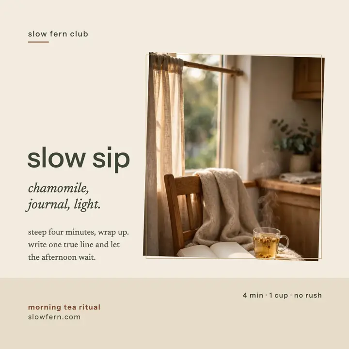 Slow Fern morning tea ritual post template