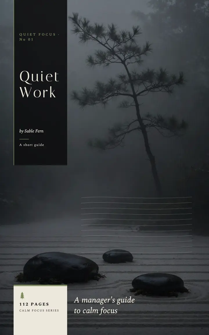 Quiet Work calm focus ebook cover: calm management ebook cover template